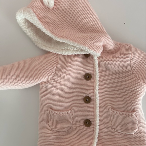 6 month old Carter’s pink crochet and Sherpa lined coat - Picture 5 of 5